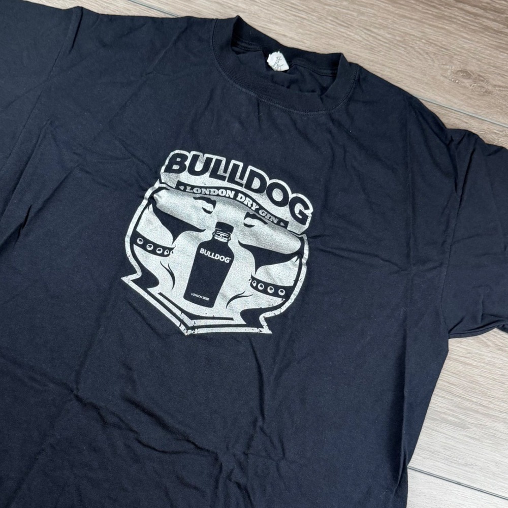 Bulldog Gin Mens T-Shirt London Dry Gin Graphic Short Sleeve Black XL